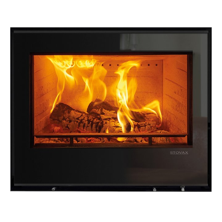Stovax Elise 680 Wood Cassette Fire Black Glass Frameless/Edge - Black Glass
