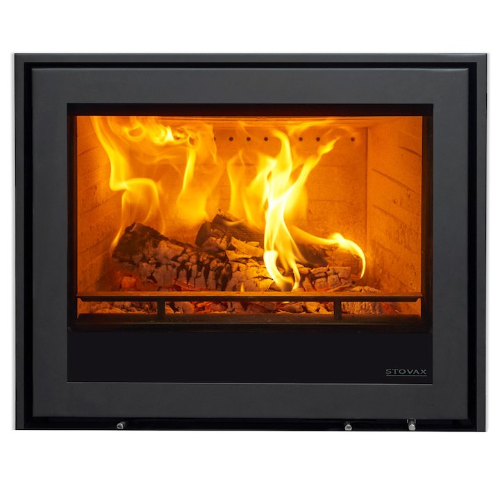 Stovax Elise 680 Wood Cassette Fire Black Three Sided Edge+ Frame - Black