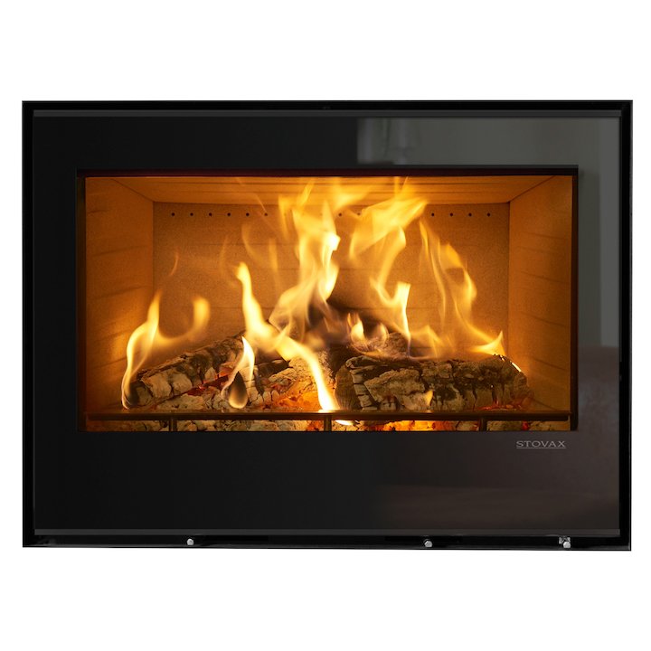Stovax Elise 850 Wood Cassette Fire Black Glass Frameless/Edge - Black Glass