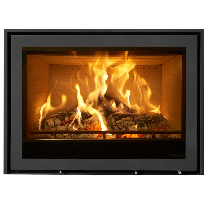 Stovax Elise 850 Wood Cassette Fire Black Three Sided Edge+ Frame - Black