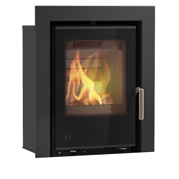 Arada I400 Multifuel Cassette Fire - Frontal Black Glass Three Sided Frame - Black Glass