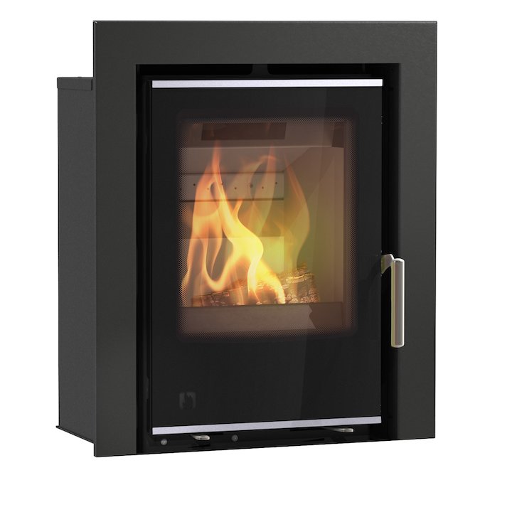 Arada I400 Multifuel Cassette Fire - Frontal Black Glass Three Sided Frame - Black Glass
