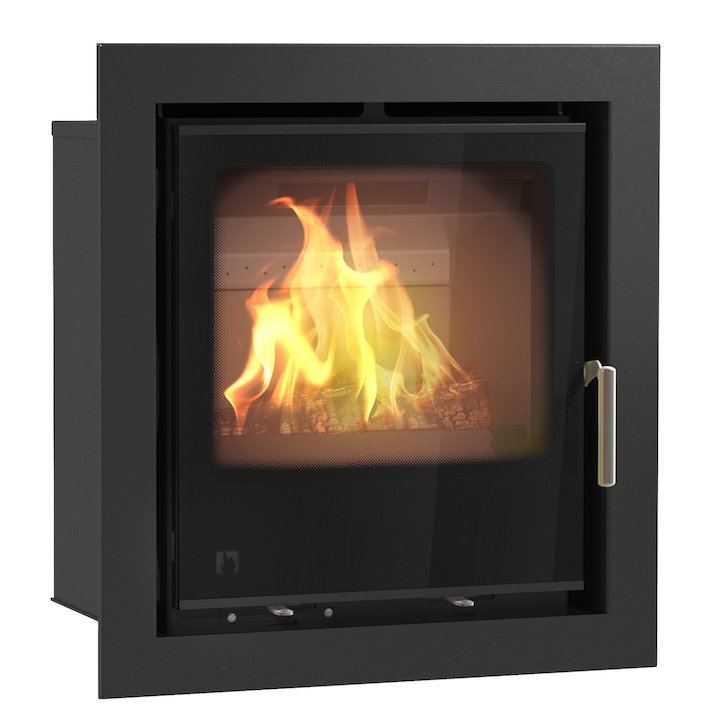Arada I500 Multifuel Cassette Fire - Frontal Black Glass Four Sided Frame - Black Glass