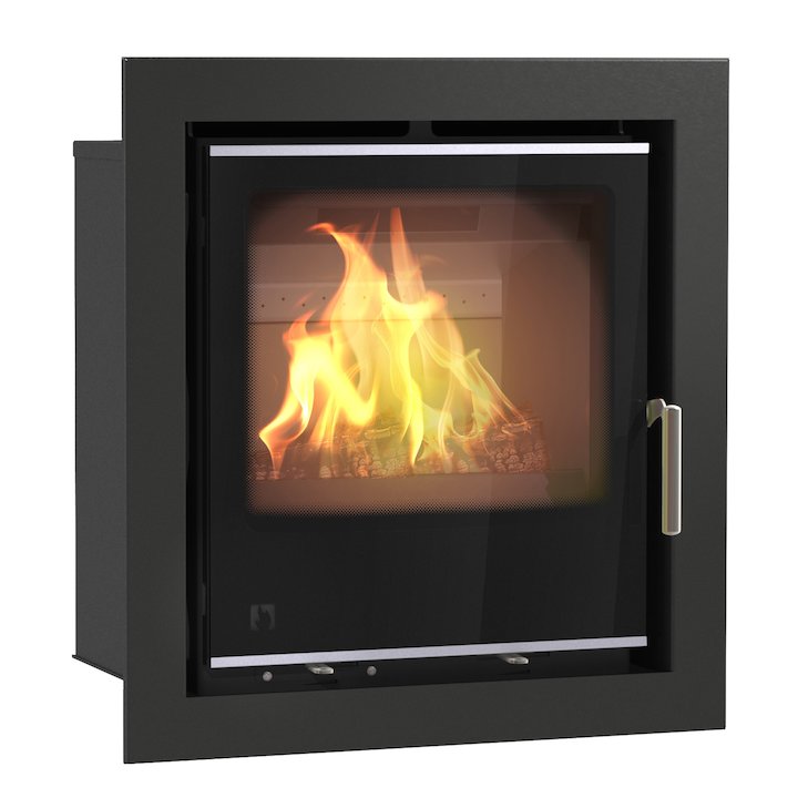 Arada I500 Multifuel Cassette Fire - Frontal Black Glass Four Sided Frame - Black Glass