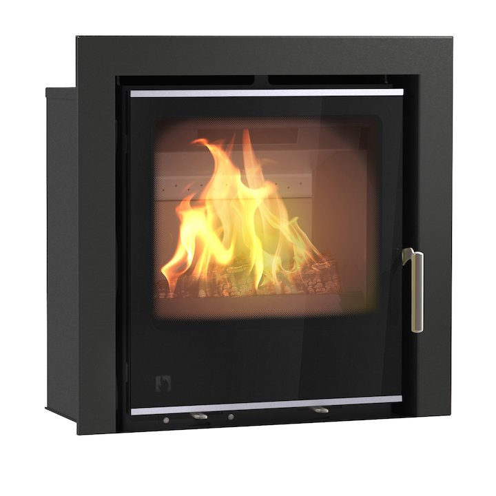 Arada I500 Multifuel Cassette Fire - Frontal Black Glass Three Sided Frame - Black Glass