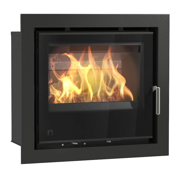 Arada I600 Multifuel Cassette Fire - Frontal Black Glass Four Sided Frame - Black Glass
