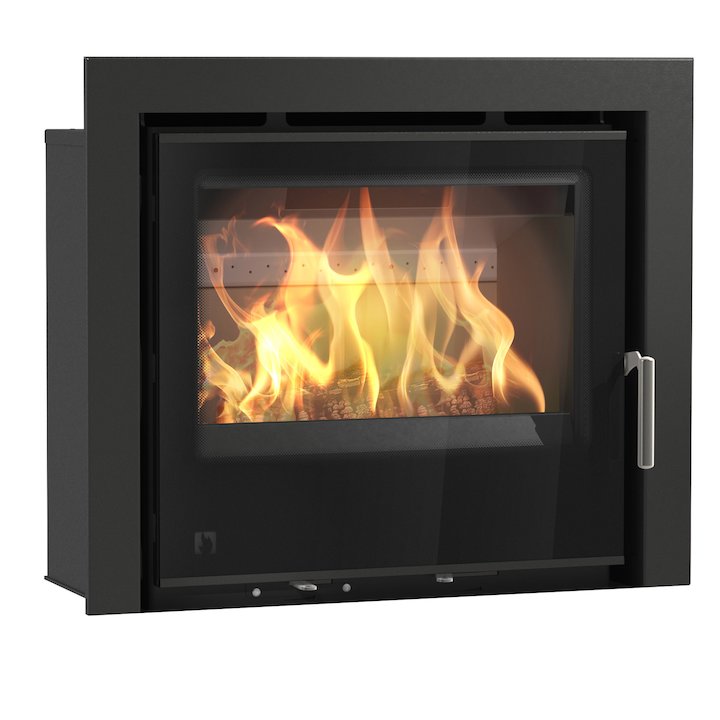 Arada I600 Multifuel Cassette Fire - Frontal Black Glass Three Sided Frame - Black Glass