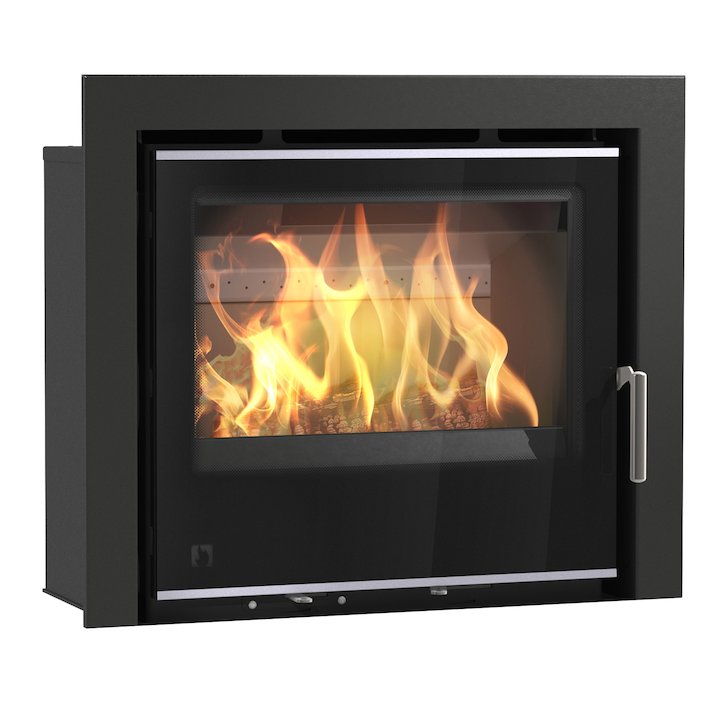 Arada I600 Multifuel Cassette Fire - Frontal Black Glass Three Sided Frame - Black Glass