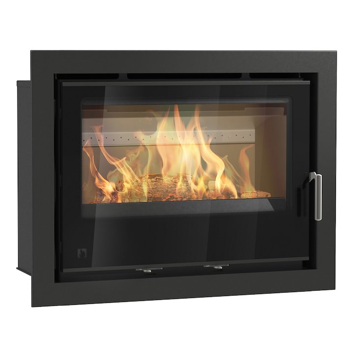 Arada I750 Multifuel Cassette Fire - Frontal Black Glass Four Sided Frame - Black Glass