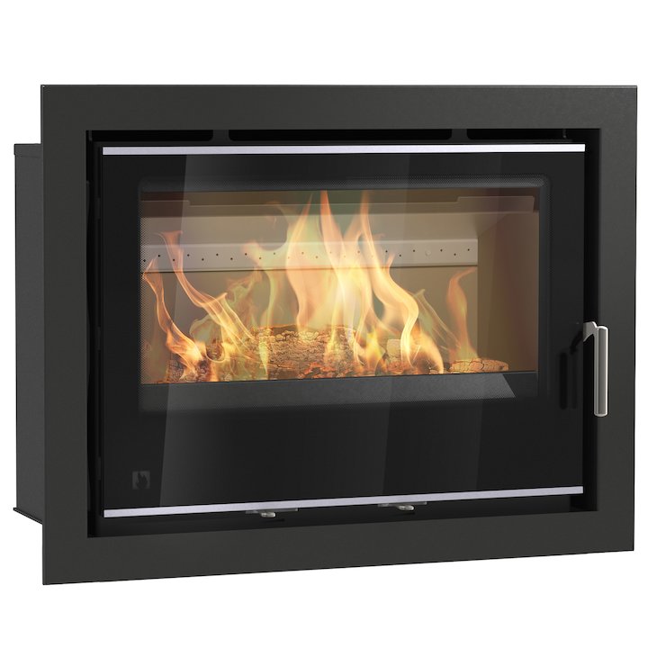 Arada I750 Multifuel Cassette Fire - Frontal Black Glass Four Sided Frame - Black Glass