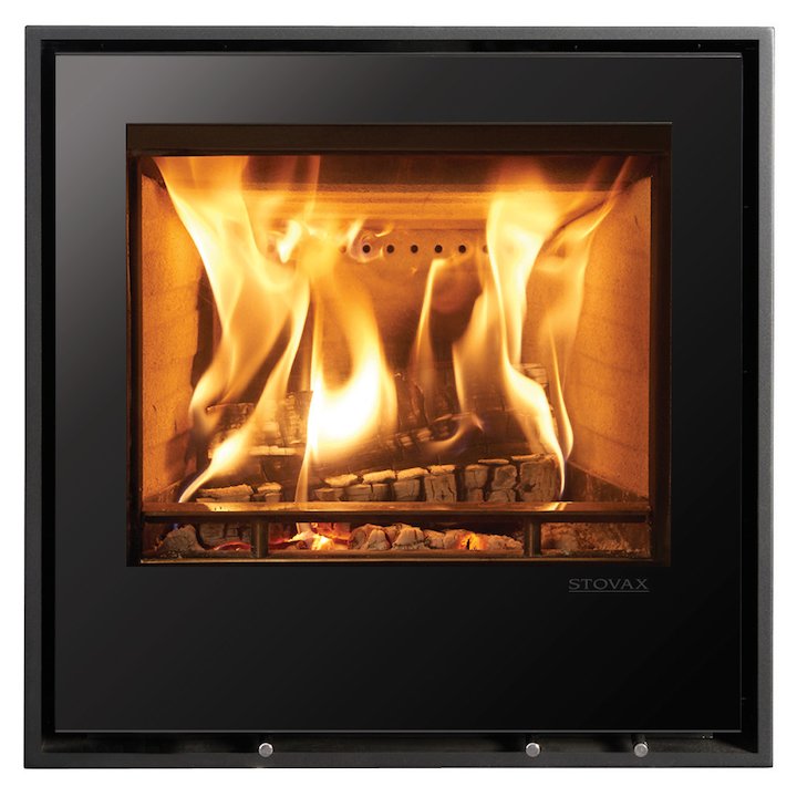 Stovax Elise 540 Multifuel Cassette Fire - Frontal Black Glass Four Sided Edge+ Frame - Black Glass