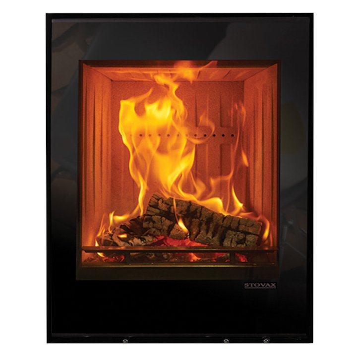 Stovax Elise 540 Tall Multifuel Cassette Fire Black Glass Frameless/Edge - Black Glass