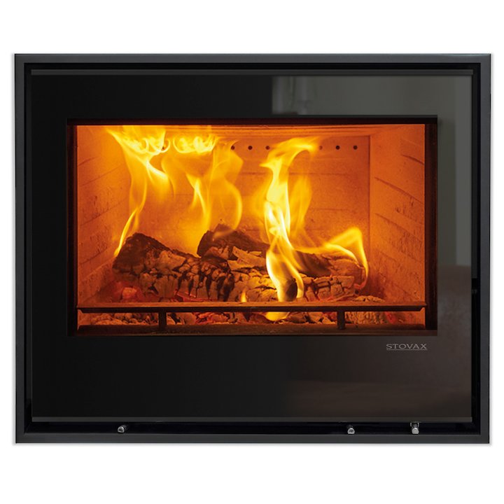 Stovax Elise 680 Multifuel Cassette Fire - Frontal Black Glass Four Sided Edge+ Frame - Black Glass