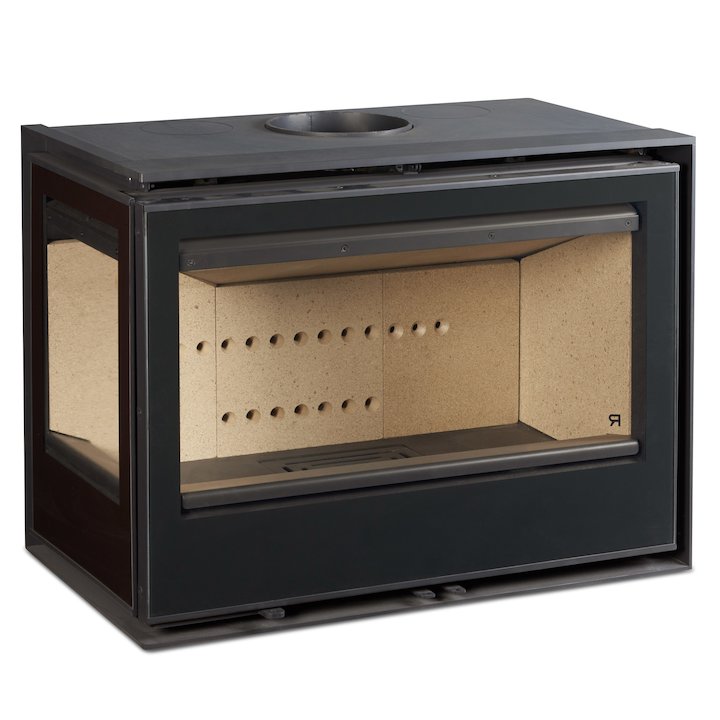 Rocal ARC 76 Wood Cassette Fire - Corner Black Glass Left Side Glass - Black Glass