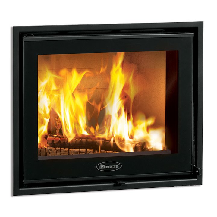 Dovre Zen 100 Built-In Wood Fire - Frontal - Black Glass