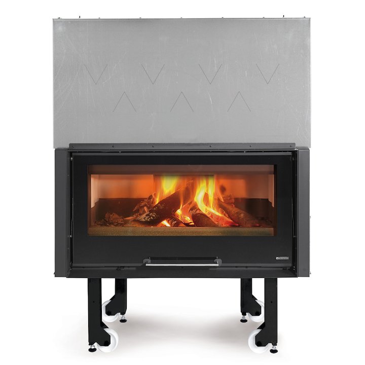 La Noridca Monoblocco Crystal 1000 Built-In Wood Fire - Frontal - Black Glass