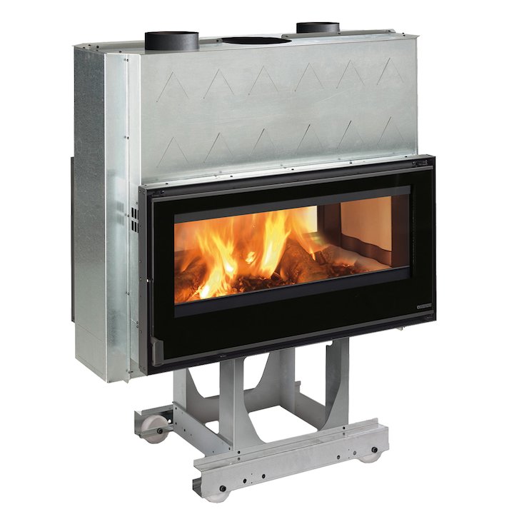 La Nordica Focolare Crystal 100 Bifacciale Built-In Wood Fire - Tunnel - Black Glass