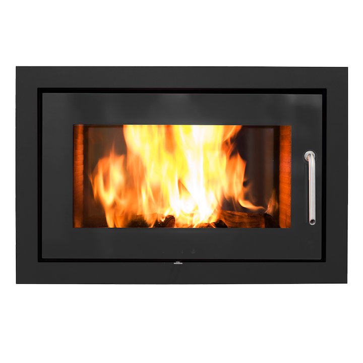 Rais 2:1 Built-In Wood Fire - Tunnel Black Metal Framed Door - Black
