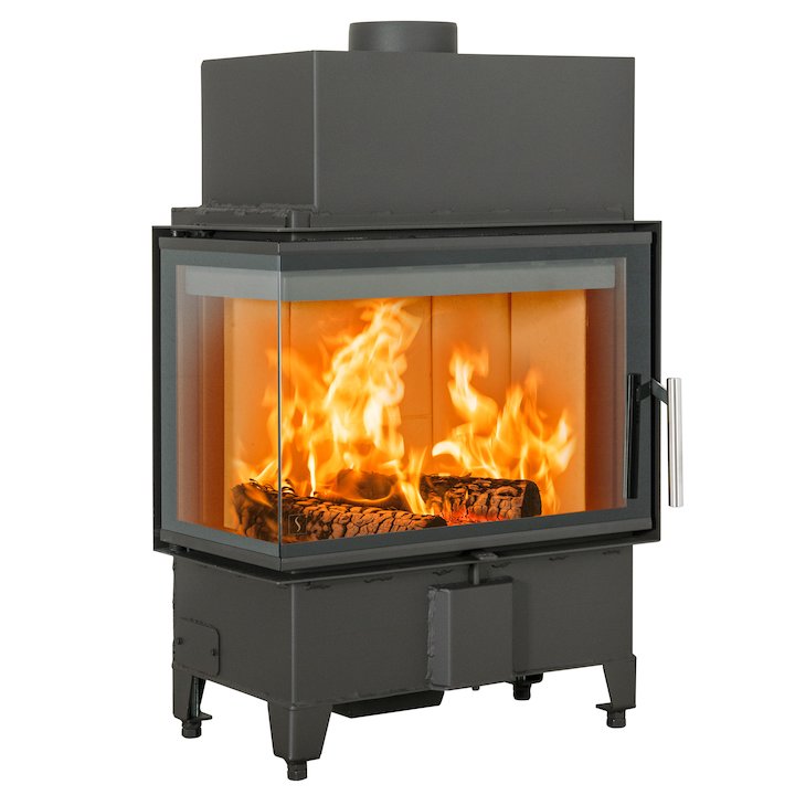Scan 5003 Built-In Wood Fire - Corner Black Left Side Glass - Black