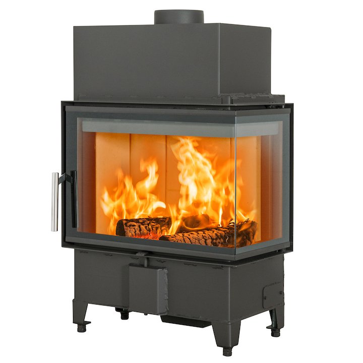 Scan 5003 Built-In Wood Fire - Corner Black Right Side Glass - Black