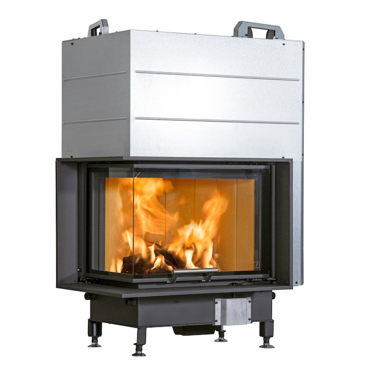 Scan 5004 Built-In Wood Fire - Corner Black Left Side Glass - Black