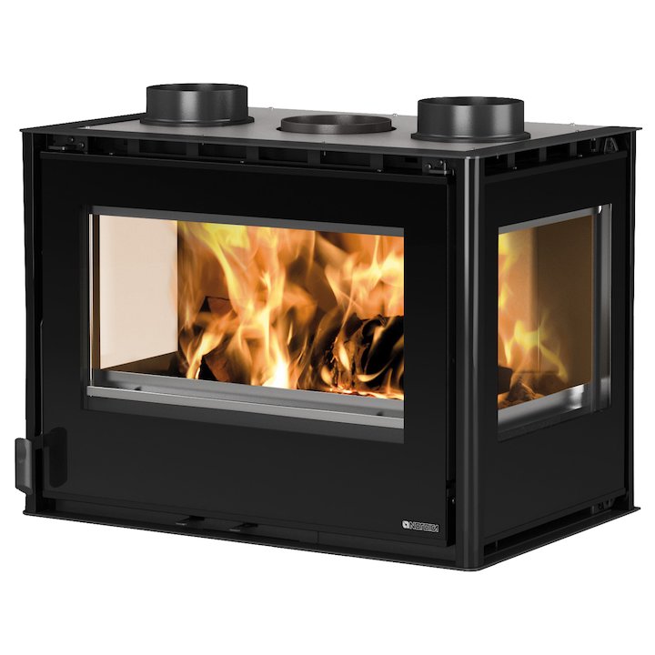 La Nordica Crystal 70 Wood Cassette Fire - Three Sided - Black Glass