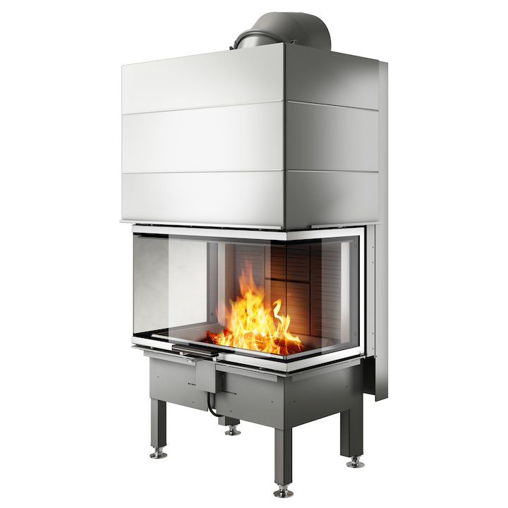 Rais Visio 3 Built-In Wood Fire - Three Sided Stainless Steel No Frame - Stainless Steel