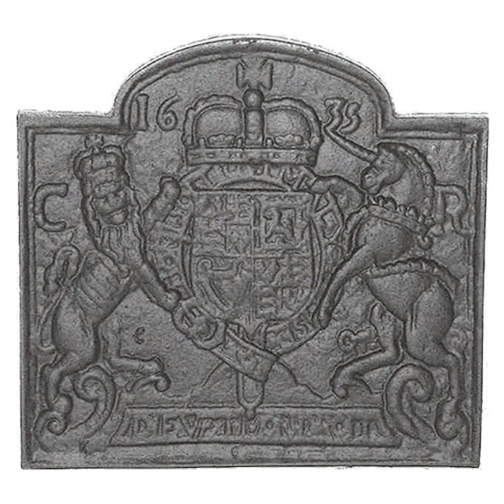 Calfire Coat of Arms 1635 Cast-Iron Fire Back Plate - Black