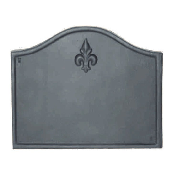 Calfire Fleur-de-lys Cast-Iron Fire Back Plate - Black