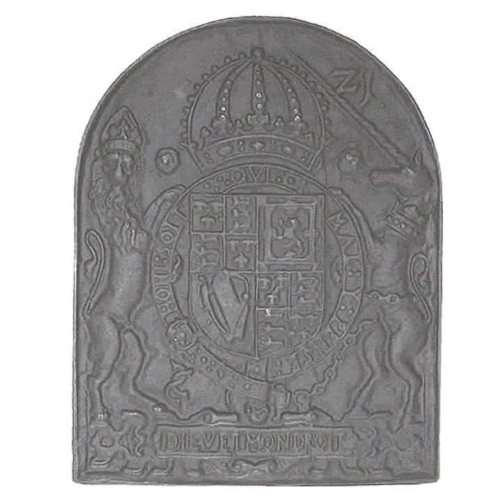 Calfire Royal Coat or Arms Cast-Iron Fire Back Plate - Black