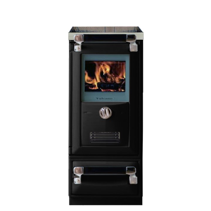 Lacunza Vulcano 4T Wood Burning Cooker Enamel Black Storage Draw Base - Enamel Black