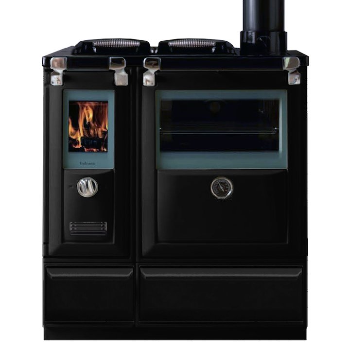 Lacunza Vulcano 5T Wood Burning Cooker Enamel Black Cast Cooking Top - Enamel Black