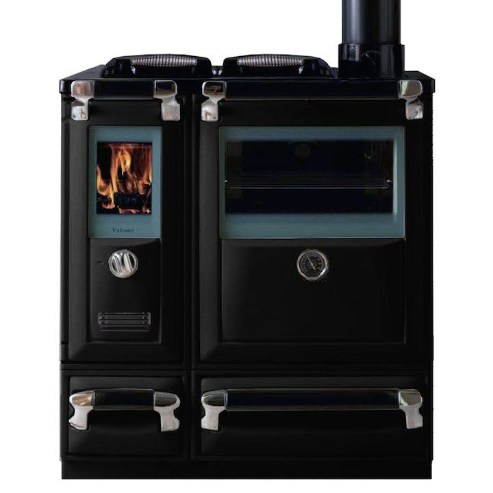 Lacunza Vulcano 5T Wood Burning Range Cooker Enamel Black Cast Cooking Top - Enamel Black