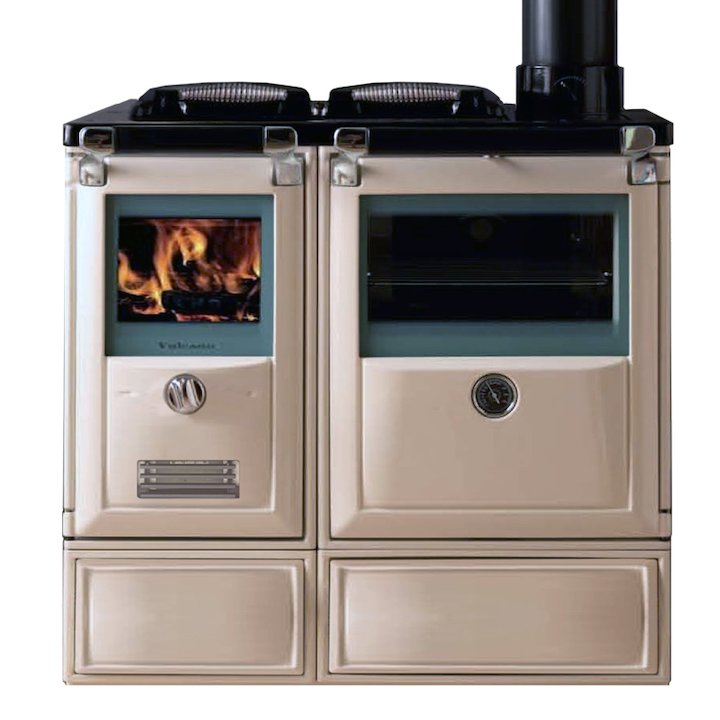 Lacunza Vulcano 7T Wood Burning Range Cooker Enamel Ivory Cast Cooking Top - Enamel Ivory