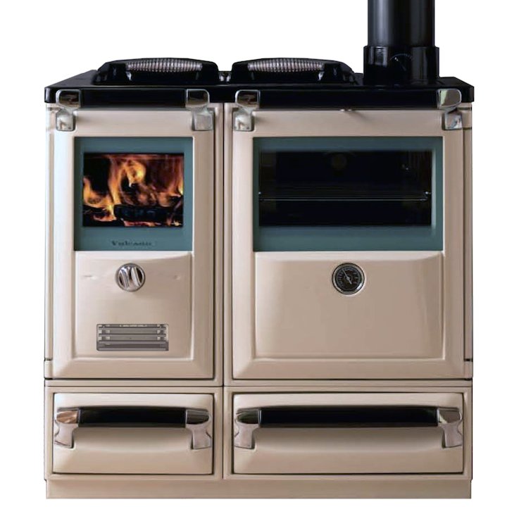 Lacunza Vulcano 7T Wood Burning Range Cooker Enamel Ivory Cast Cooking Top - Enamel Ivory