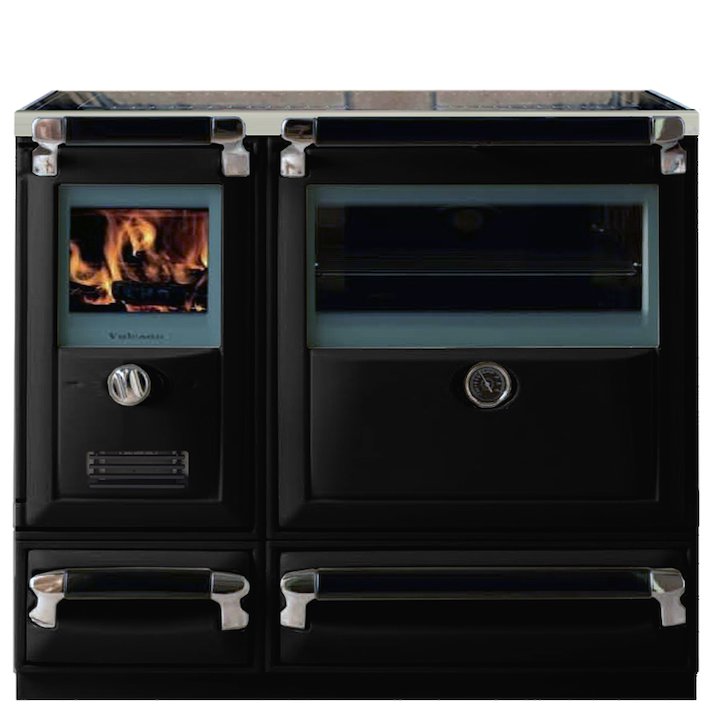Lacunza Vulcano 8T Wood Burning Range Cooker Enamel Black Storage Draw Base - Enamel Black