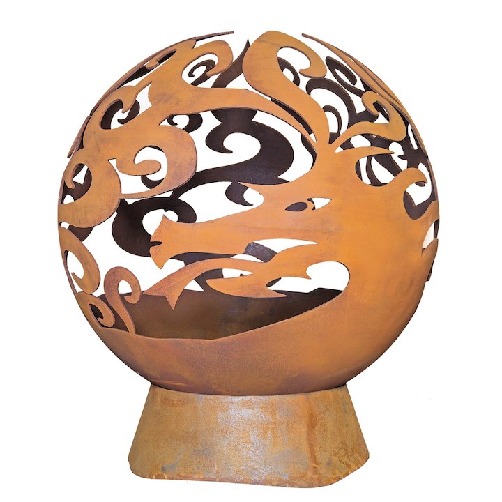 La Hacienda Dragon Fire Globe Outdoor Firepit - Corten Steel