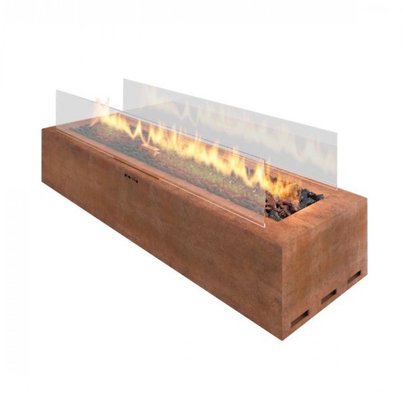 Planika Galio Rectangular Freestanding Outdoor Gas Firepit - Corten Steel