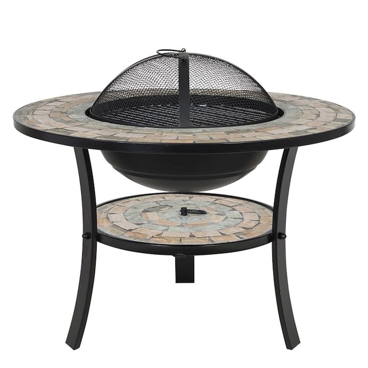 La Hacienda Mykonos Mosaic Outdoor Firepit - Black