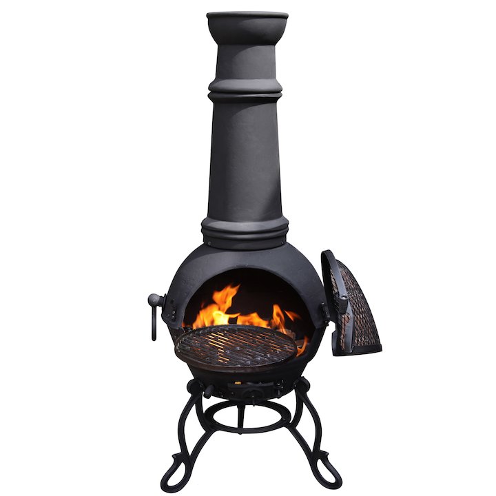 Gardeco Toledo Plain XL Cast-Iron Chiminea - Black