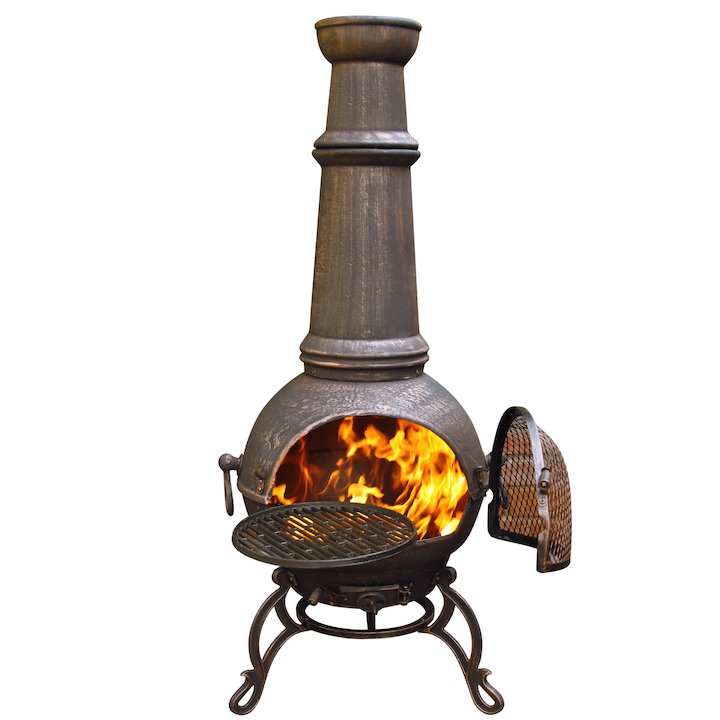 Gardeco Toledo Plain Jumbo Cast-Iron Chiminea - Bronze