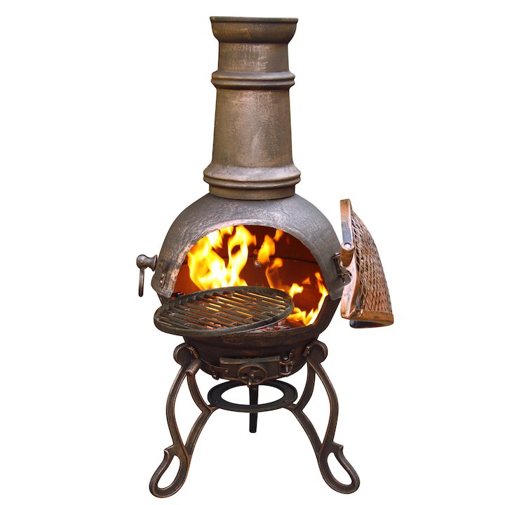 Gardeco Toledo Plain Medium Cast-Iron Chiminea - Bronze