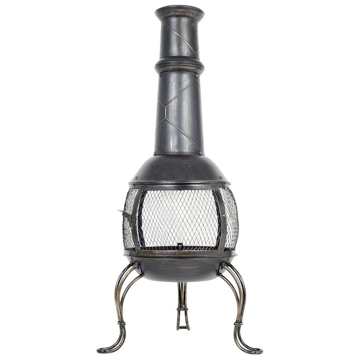 La Hacienda Leon Large Steel Chiminea - Bronze