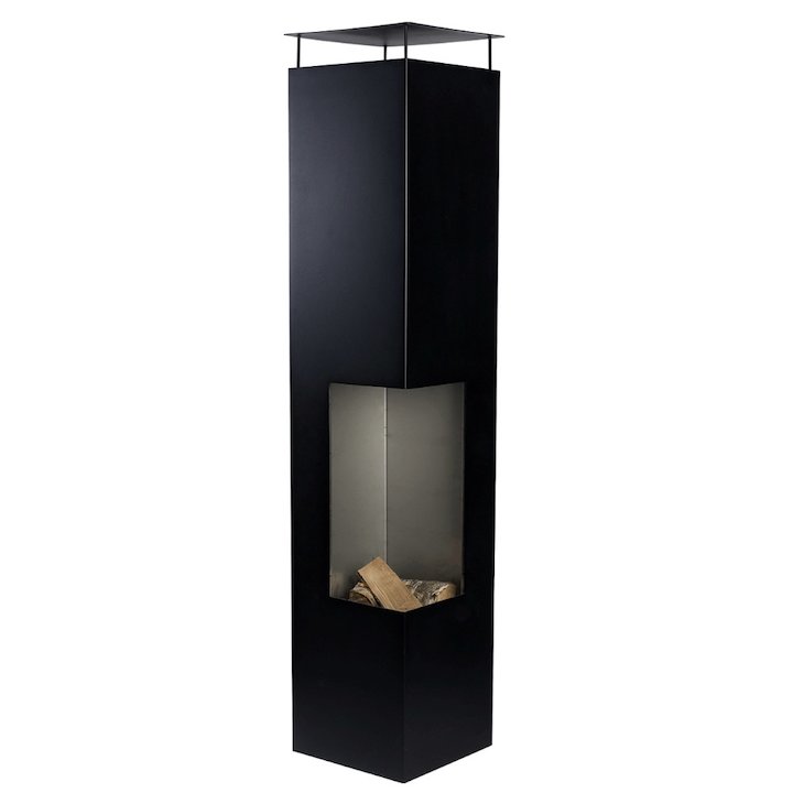Gardenmaxx Tacora Outdoor Modern Chiminea - Black