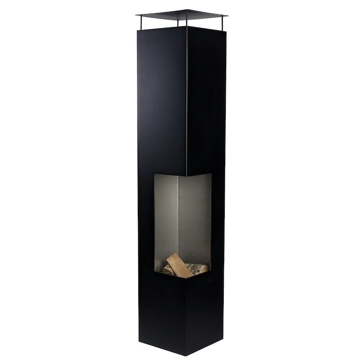 Gardenmaxx Tacora XL Outdoor Modern Chiminea - Black