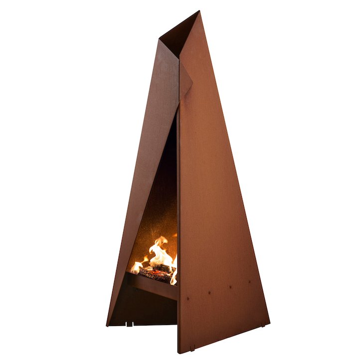 Heta Tipi 96 Outdoor Modern Chiminea - Corten Steel