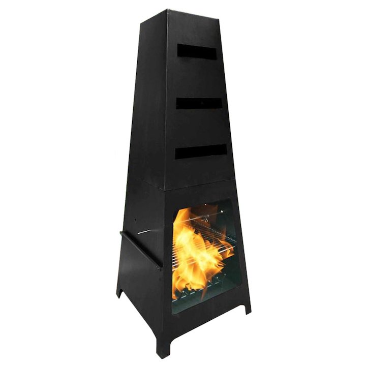 Gardeco Sven Outdoor Modern Chiminea - Black