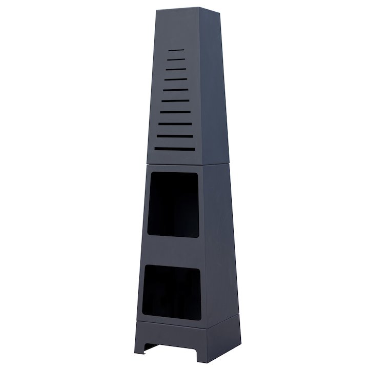 La Hacienda Skyline Outdoor Modern Chiminea - Black