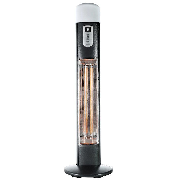 La Hacienda Diana Warmwatcher Carbon Fibre 2970W Electric Patio Heater - With Light - Black