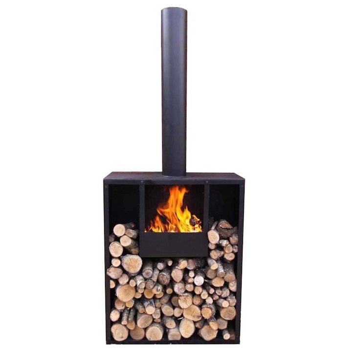 Gardeco Earon Outdoor Wood Stove - Black